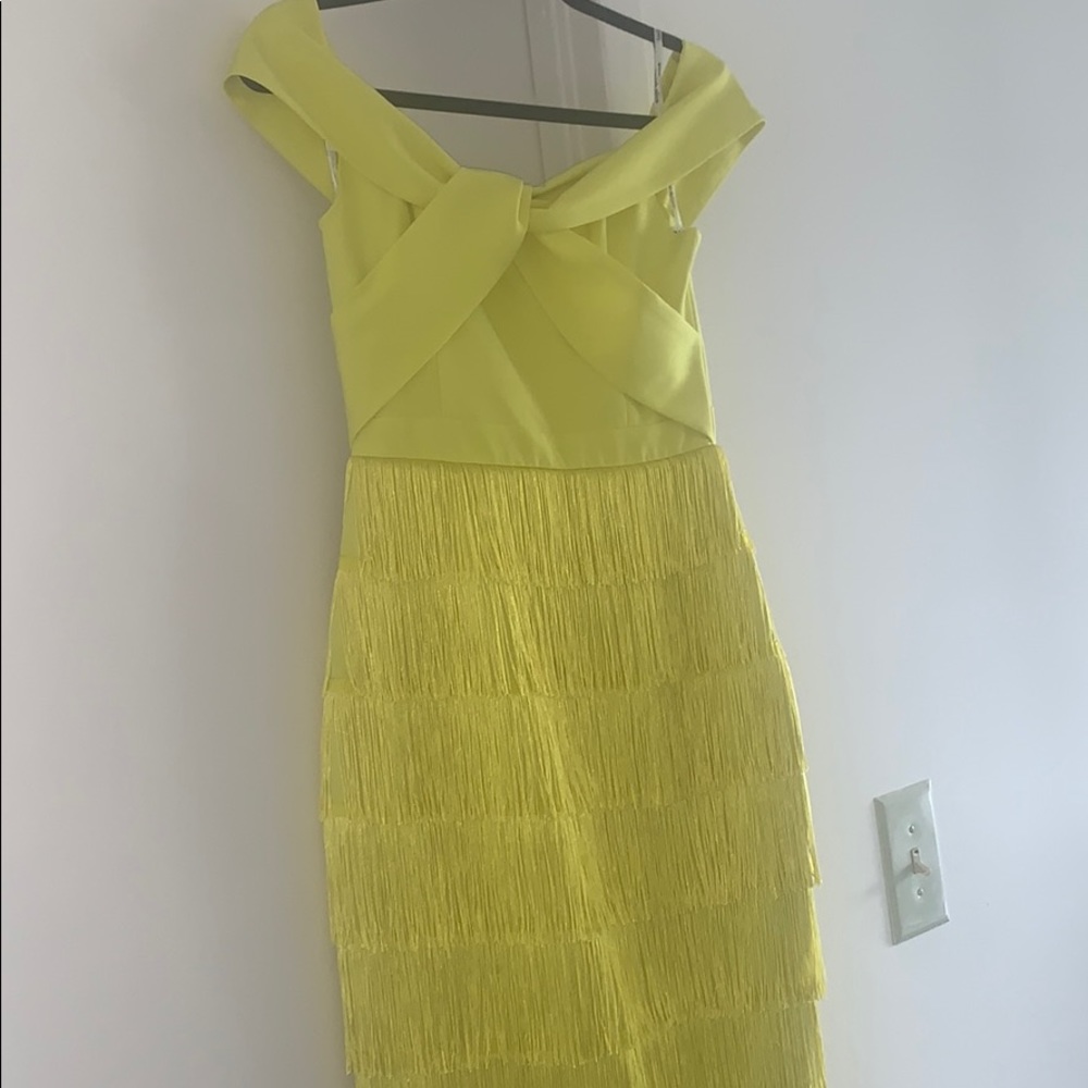 Yellow Fringe Cocktail Dress